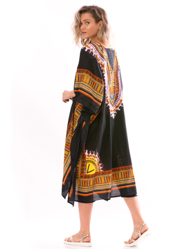 Poncho Dama IndianSky Negru Portocaliu Mov si Alb
