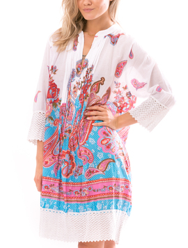 Rochie Dama IndianStyle Caramiziu Albastru si Mov