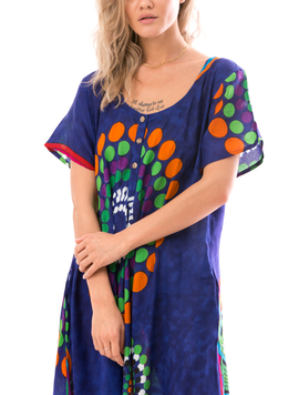 Rochie Dama IndianStyle Bleumarin Vernil si Orange