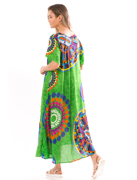 Rochie Dama IndianStyle Verde Galben Si Fucsia