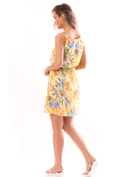 Rochie Dama FlowerColour Galben Albastru Portocaliu