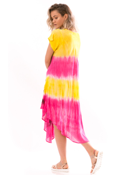 Rochie Dama BeautifulIndian Galben si Fucsia