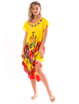 Rochie Dama IndianSpirit Galben Portocaliu si Verde
