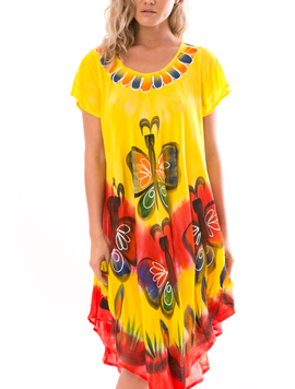 Rochie Dama IndianSpirit Galben Portocaliu si Verde