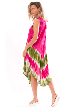 Rochie Dama IndianSpirit Fucsia Bleumarin si Portocaliu