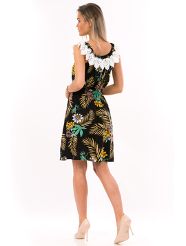 Rochie Dama LoraDress Negru Verde si Roz