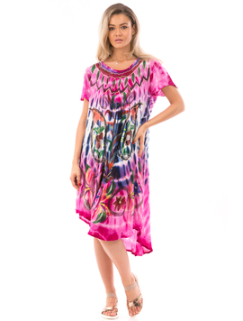 Rochie Dama IndianPower Roz Albastru si Alb