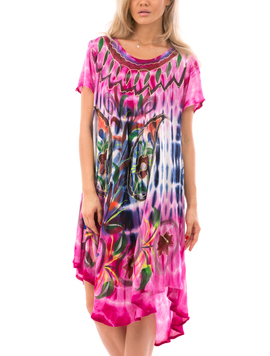 Rochie Dama IndianPower Roz Albastru si Alb