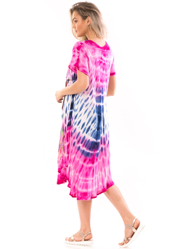 Rochie Dama IndianPower Roz Albastru si Alb