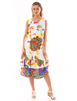 Rochie Dama IndianSpecial Alb Rosu si Galben