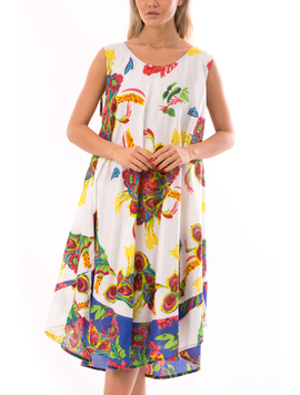 Rochie Dama IndianSpecial Alb Rosu si Galben