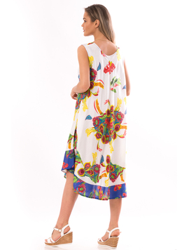 Rochie Dama IndianSpecial Alb Rosu si Galben
