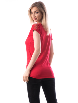 Bluza Dama Cu Dantela Gymo Rosu