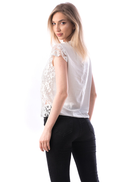 Bluza Dama Cu Dantela Extyy Alb