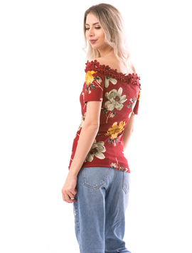 Bluza Dama FlowerFashion Bordo Kaki si Galben