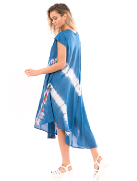 Rochie Dama IndianButterfly Albastru Rosu Si Alb