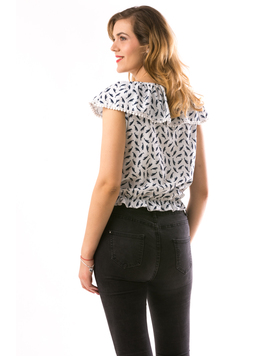 Bluza Dama ShortImpo Alb Si Bleumarin