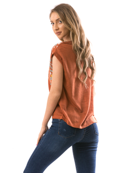 Tricou Dama flowerMint Caramiziu