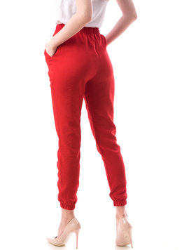 Pantaloni Dama Bumbac GreyMsy Rosu