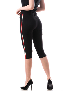 Pantaloni Dama Trei Sferturi Krems Negru