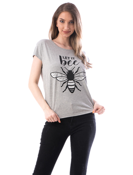 Tricou Dama Bumbac LetItHee Gri