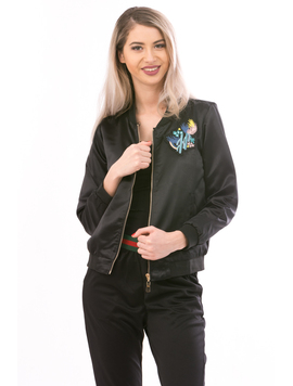 Bomber Jacket Dama ColorCactus Negru Roz Si Bleu