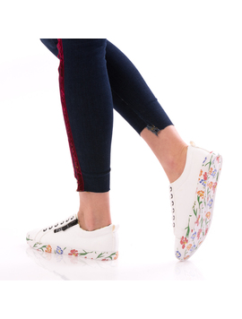 Tenisi Dama FashionFlower Alb Roz Si Verde