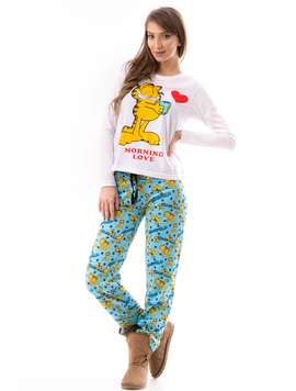 Pijama Dama GarfieldCartoon Alb