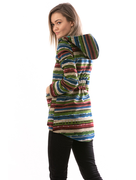 Cardigan Dama CalmingRain Albastru Visiniu Verde Si Alb