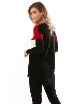 Pulover Dama ReadyForMe Negru Rosu Si Alb