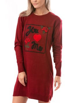 Rochie Dama LoveMe Grena Rosu Negru Verde