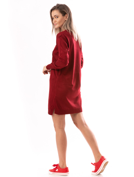Rochie Dama LoveMe Grena Rosu Negru Verde