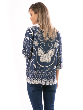 Blazer Dama ButterflyPurl Bleumarin Si Alb