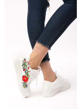 Adidasi Dama Cu Broderie Holiday Albi