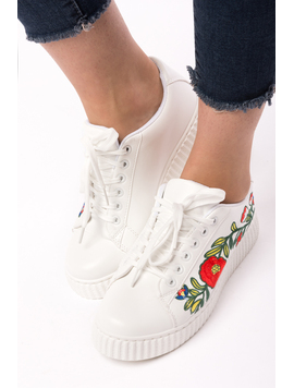 Adidasi Dama Cu Broderie Holiday Albi