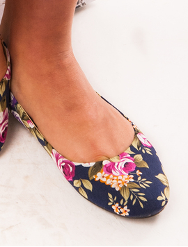 Balerini Dama Cu Model Floral Event Bleumarin 
