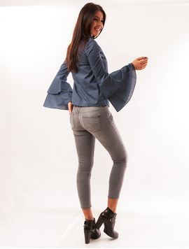 Jeans Dama Cu Fermoare Show Me Gri