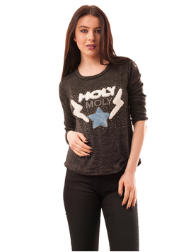 Bluza Dama Cu Imprimeu Holy Moly Neagra