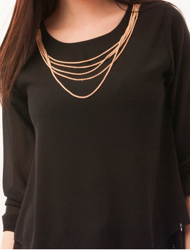 Bluza Dama Din Voal Cu Dantela Si Colier Real Neagra