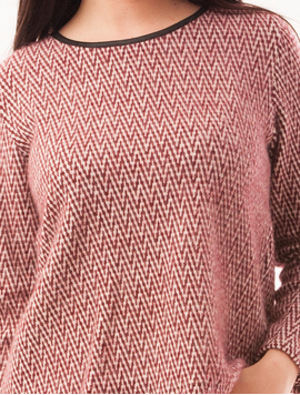 Bluza Dama Cu Voal Si Fermoar Mercy Grena Si Alb