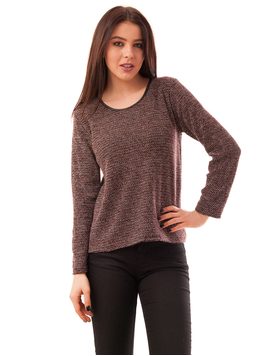 Bluza Dama Cu Fir Stralucitor Si Dantela Relax Grena