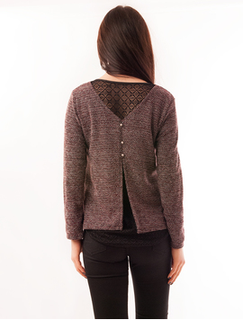 Bluza Dama Cu Fir Stralucitor Si Dantela Relax Grena