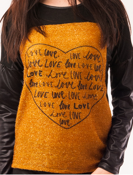 Bluza Dama Cu Fir Stralucitor Love Love Mustar