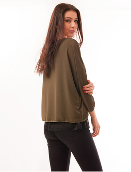 Bluza Dama Din Voal Cu Dantela La Baza Miracle Kaki
