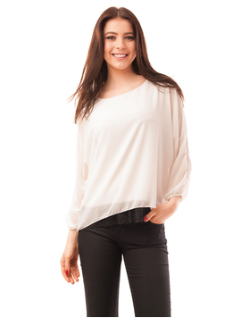 Bluza Dama Din Voal Cu Dantela La Baza Miracle Alba