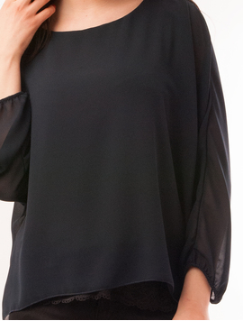 Bluza Dama Din Voal Cu Dantela La Baza Miracle Bleumarin