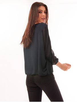Bluza Dama Din Voal Cu Dantela La Baza Miracle Bleumarin
