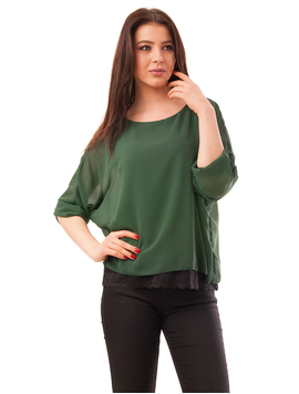 Bluza Dama Din Voal Cu Dantela La Baza Miracle Verde