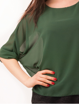 Bluza Dama Din Voal Cu Dantela La Baza Miracle Verde