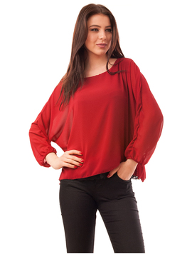 Bluza Dama Din Voal Cu Dantela La Baza Miracle Visinie